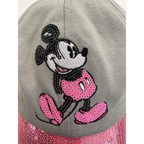 Disney Sequence Mickey Mouse Hat Ball Cap Disney Parks Embroidered Pink Sequins - Picture 5 of 7